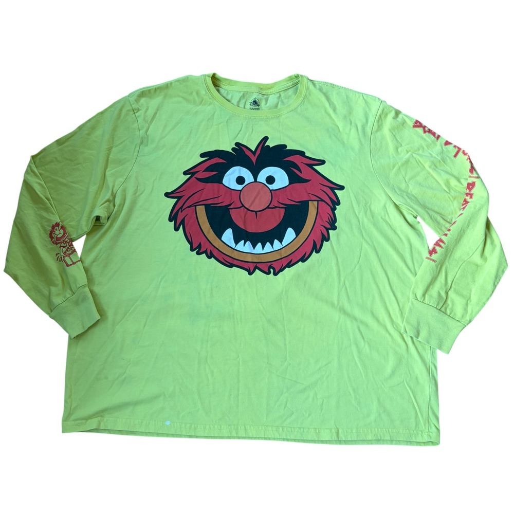 Disney Muppets Animal Neon Green Long Sleeve Graphic Tee Shirt Mens 3XL